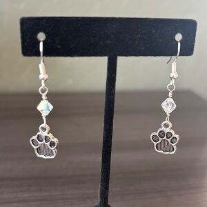 Paw and Swarovski Crystal Earrings‎ NWT